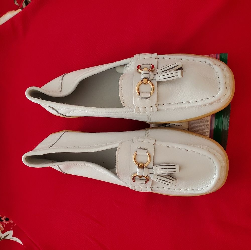 New White Loafers with Tassels